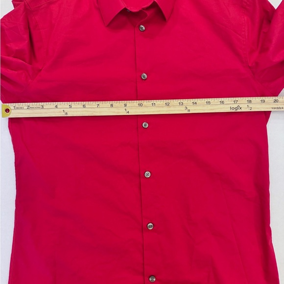 Calvin Klein Mens Bright Red Extreme SlimFit Dress Shirt, Size M 15-15.5 32/33 - Picture 5 of 7